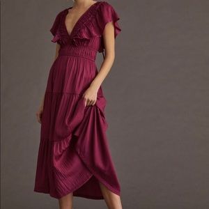 Ruffled tier midi dress in the color slate